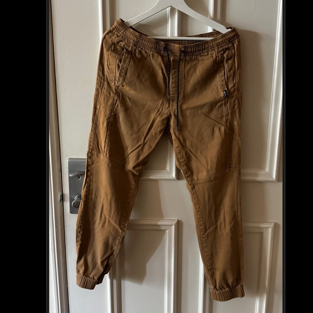 Tony Hawk Pants Mens Medium Brown Joggers Drawstring Elastic Waist Skater Taper